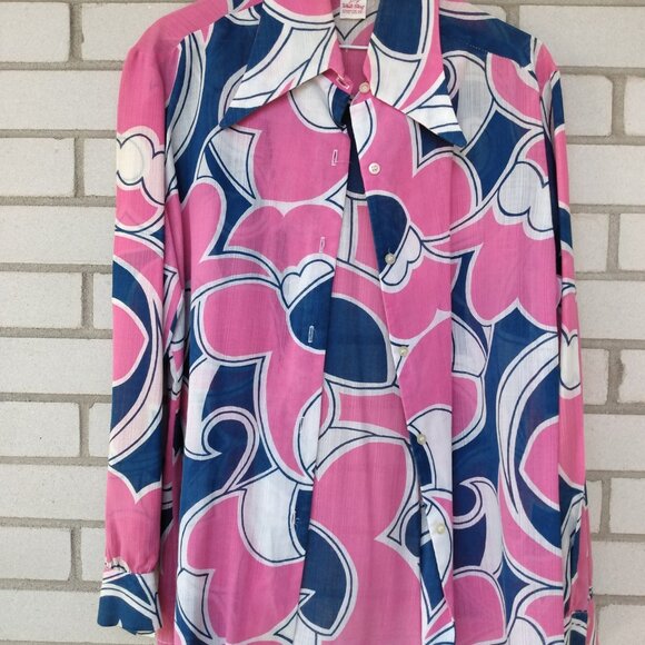 Vintage 60s 70s White Stag Disco Shirt 44" Bust Size 20 Large Butterfly Collar - Picture 9 of 13